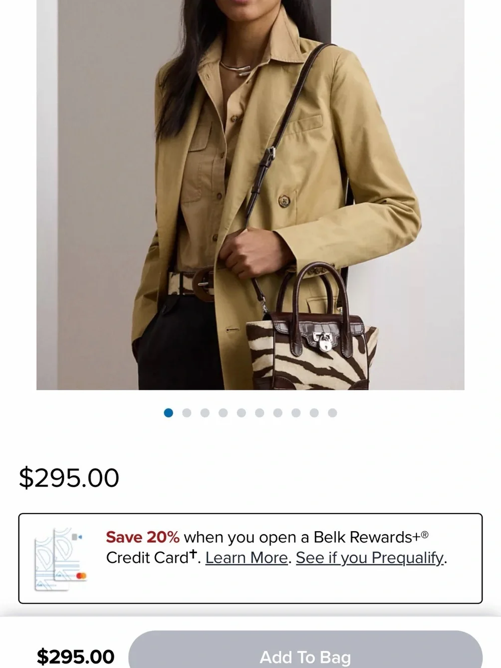 Lauren Ralph Lauren Zebra-Print Canvas Small Tanner Satchel NWT